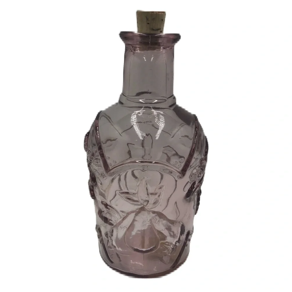 Libbey Glass Decanter Orchard Fruit Embossed Pink